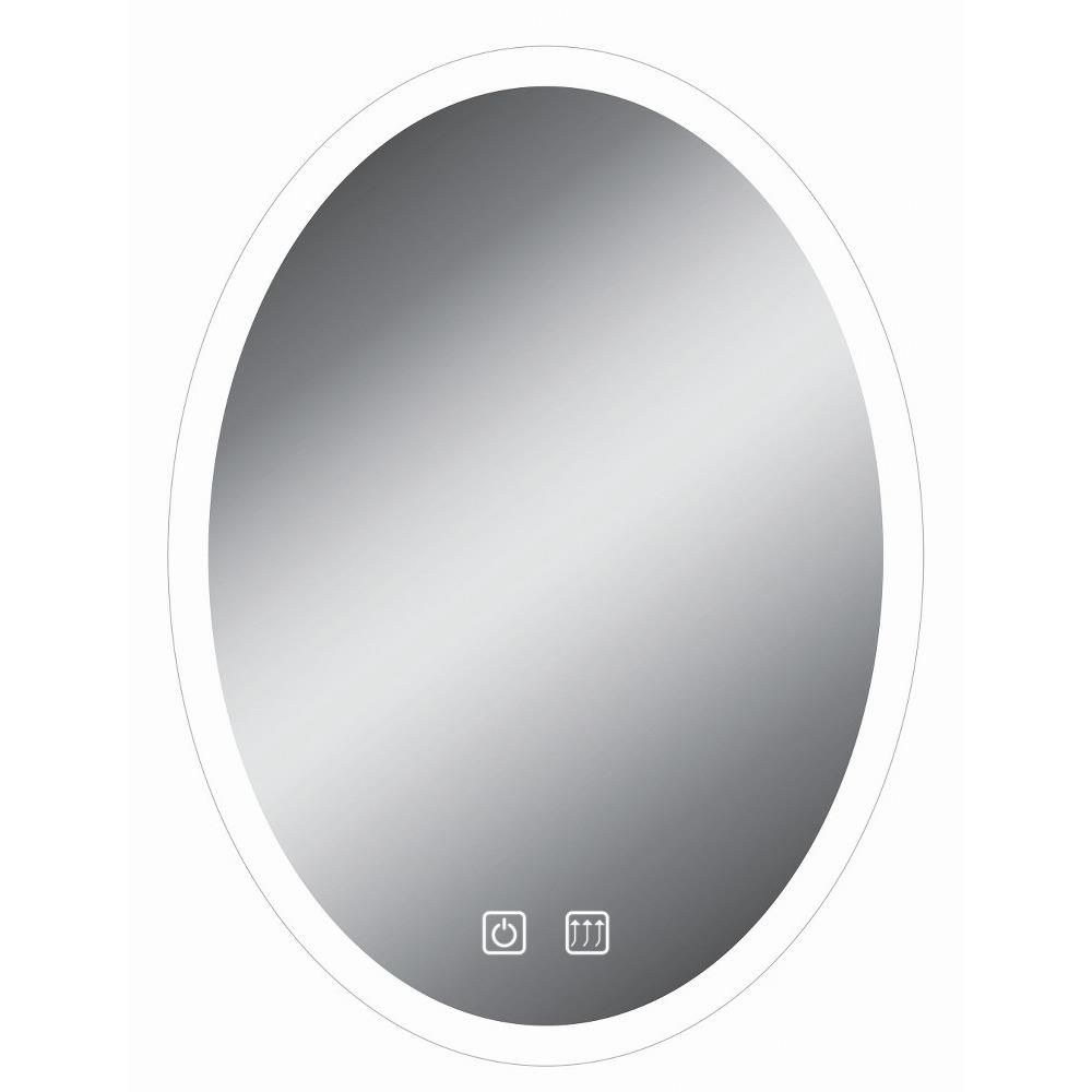 Litex-MIR3009B-21W LED Bathroom Mirror-32 Inches Tall and 2 Inches Wide - 2 Touch Buttons 32 Inch 21W LED Oval Bathroom Mirror with Defogger