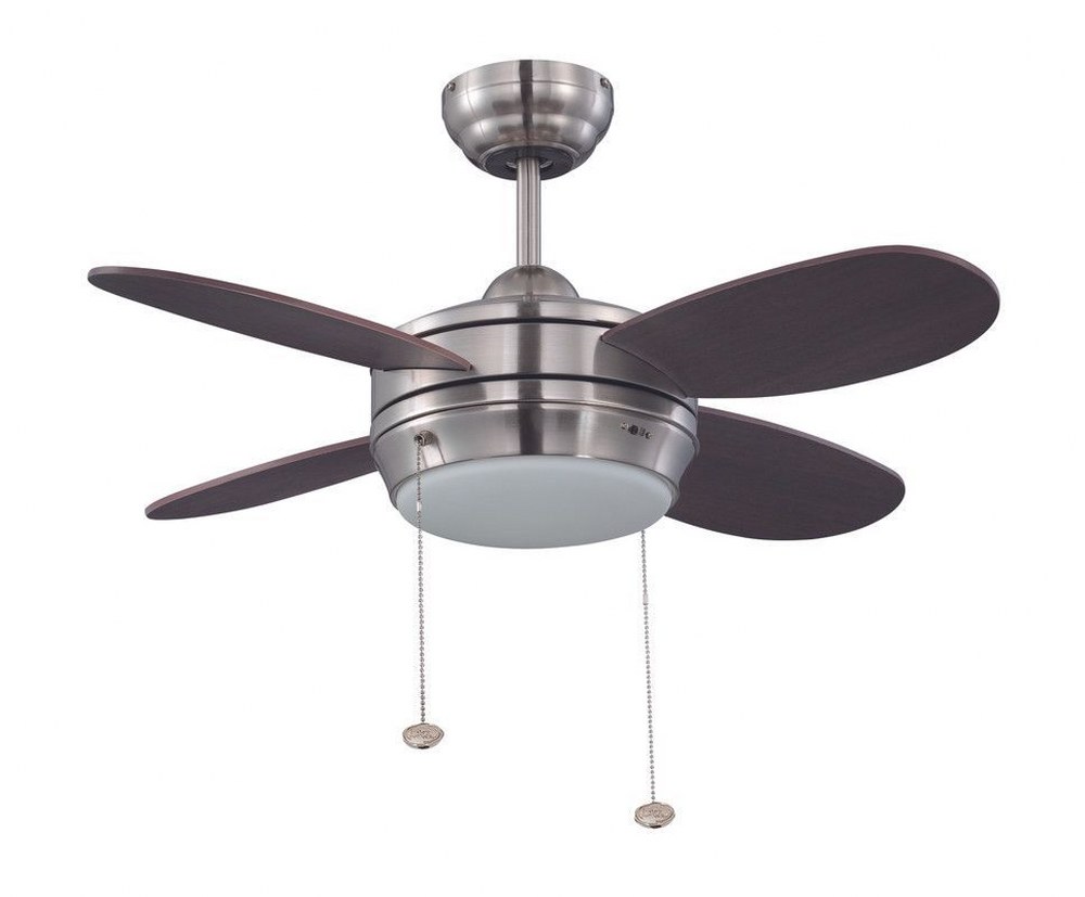 Litex-MLV36BNK4L-Maksim - 4 Blade Ceiling Fan with Light Kit-19 Inches Tall and 36 Inches Wide Brushed Nickel  Brushed Nickel Finish with Wench Wood Blade Finish with White Glass