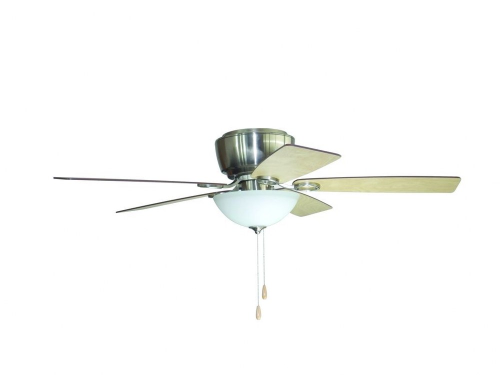 Litex-RG52BNK5L-Riggio - Single Light LED Ceiling Fan   Brushed Nickel Finish with Ash/Cherry Blade Finish with White Opal Glass