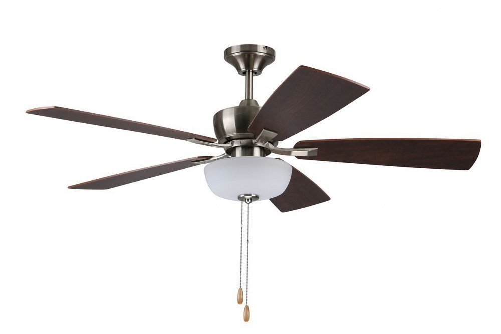 Litex-SG52BNK5L-Sigrid - Single Light LED Ceiling Fan   Brushed Nickel Finish with Ash/Driftwood Blade Finish with White Opal Glass