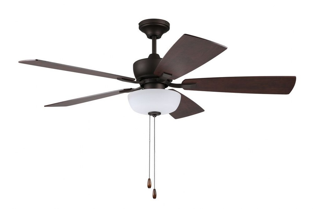 Litex-SG52EB5L-Sigrid - Single Light LED Ceiling Fan   Bronze Finish with Sienna/Driftwood Blade Finish with White Opal Glass