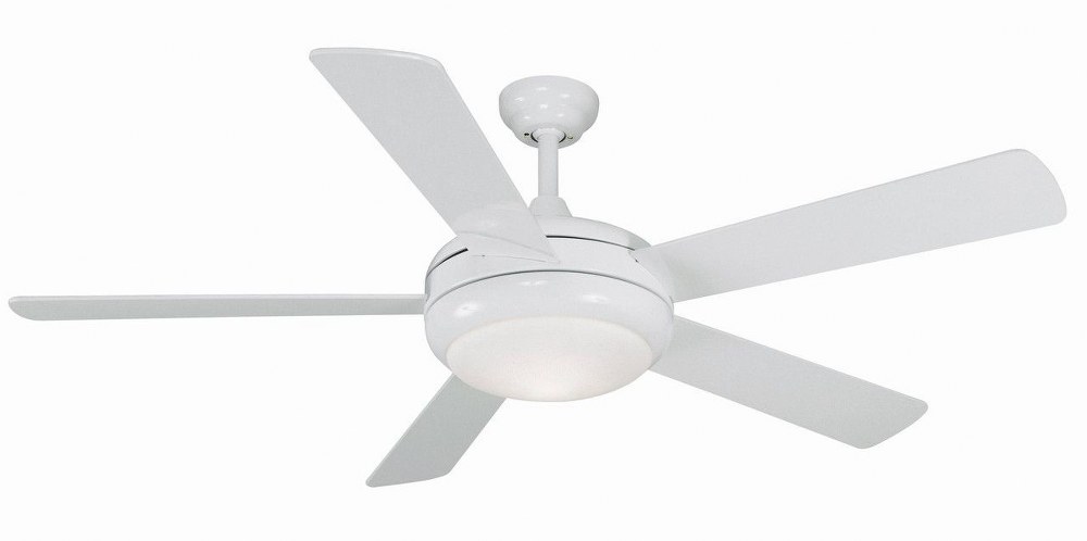 Litex-TIT52WW5LR-Titan - 5 Blade Ceiling Fan with Light Kit-16.75 Inches Tall and 52 Inches Wide White Satine Chrome Finish with Reversible Black/White Pine Blade Finish with Frosted Glass