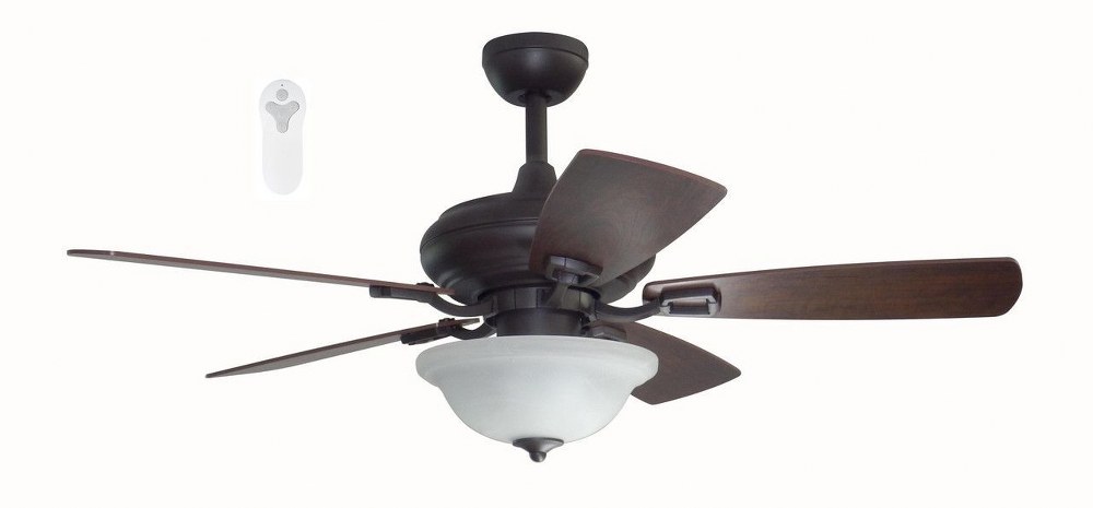 Litex-TLEII44OSB5L-Connexxtion - 5 Blade Pre Assembled Ceiling Fan with Light Kit-19.25 Inches Tall and 44 Inches Wide Oiled Rubbed Bronze Oiled Rubbed Bronze Finish with Sienna/Driftwood Blade Finish with Alabaster Glass