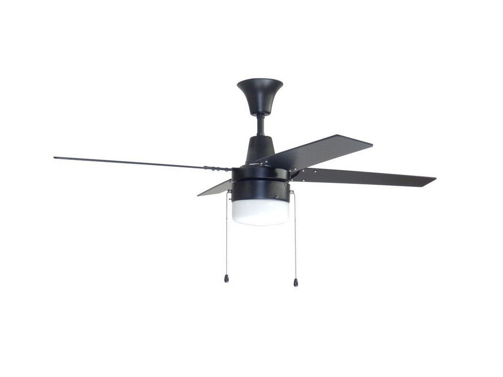 Litex-UBW48FB4L-Wakefield - 4 Blade Ceiling Fan with Light Kit-19 Inches Tall and 48 Inches Wide Flat Black