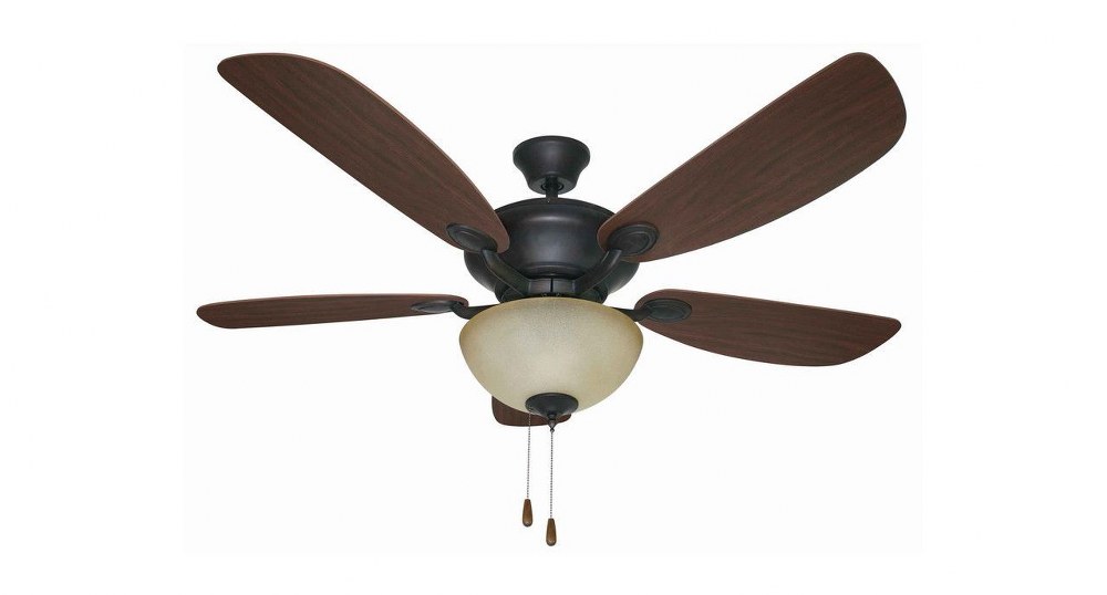 Litex-VN52ABZ5L-Viento - 52 Inch Single Light LED Ceiling Fan   Aged Bronze Finish with Reversible Eurasian Wood/Golden Maple Blade Finish with Amber Glass