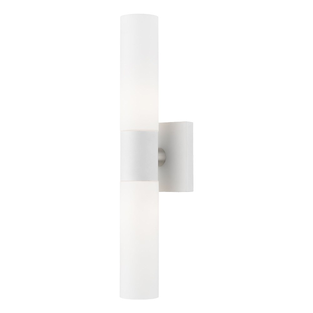 Livex Lighting-10102-03-Aero - 2 Light ADA Bath Vanity In Nautical Style-17.75 Inches Tall and 4.5 Inches Wide White/Brushed Nickel Brushed Nickel Finish with Satin Opal White Twist Lock Glass