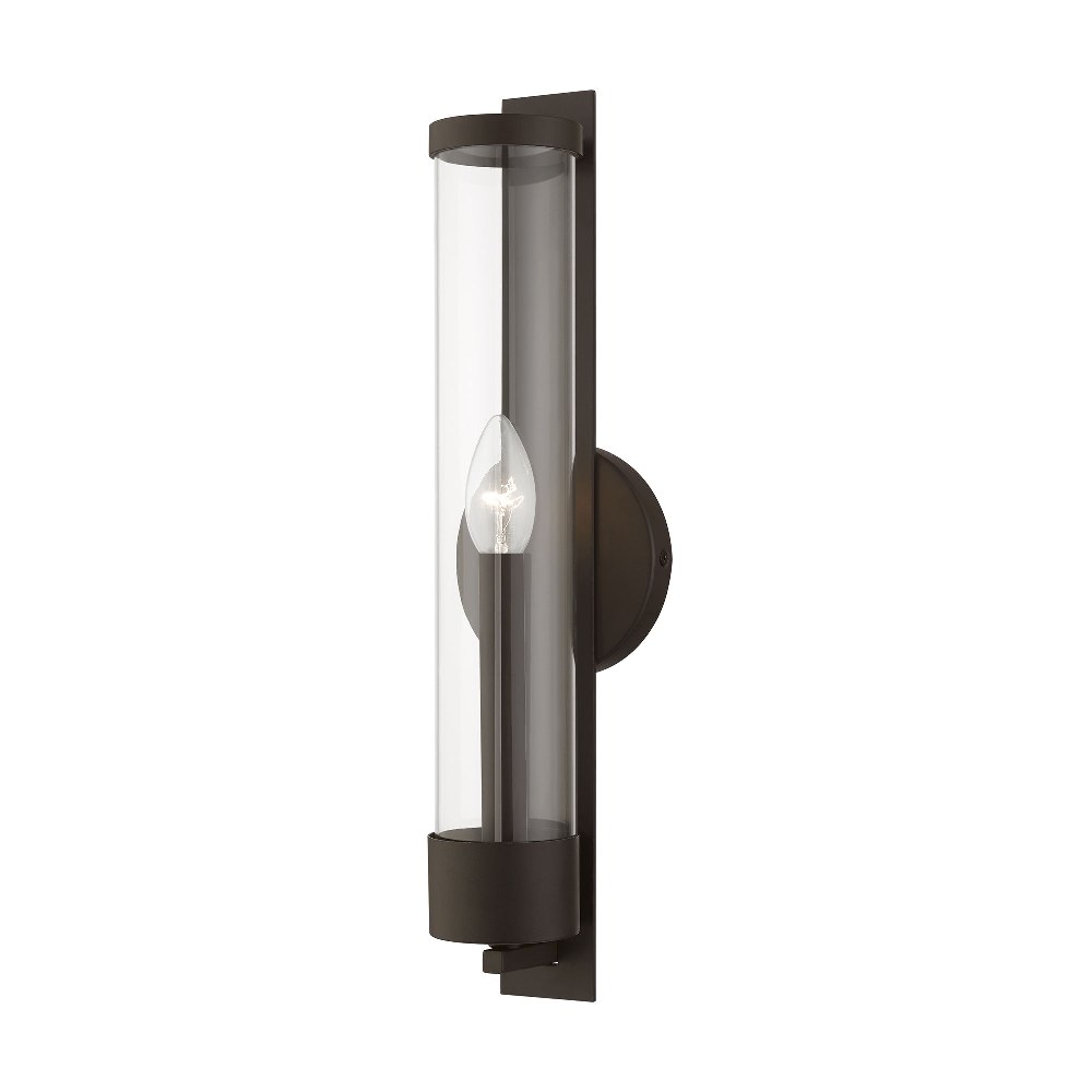 Livex Lighting-10142-07-Castleton - 1 Light Tall ADA Wall Sconce In Transitional Style-18 Inches Tall and 4.75 Inches Wide Bronze Antique Brass Finish with Clear Glass