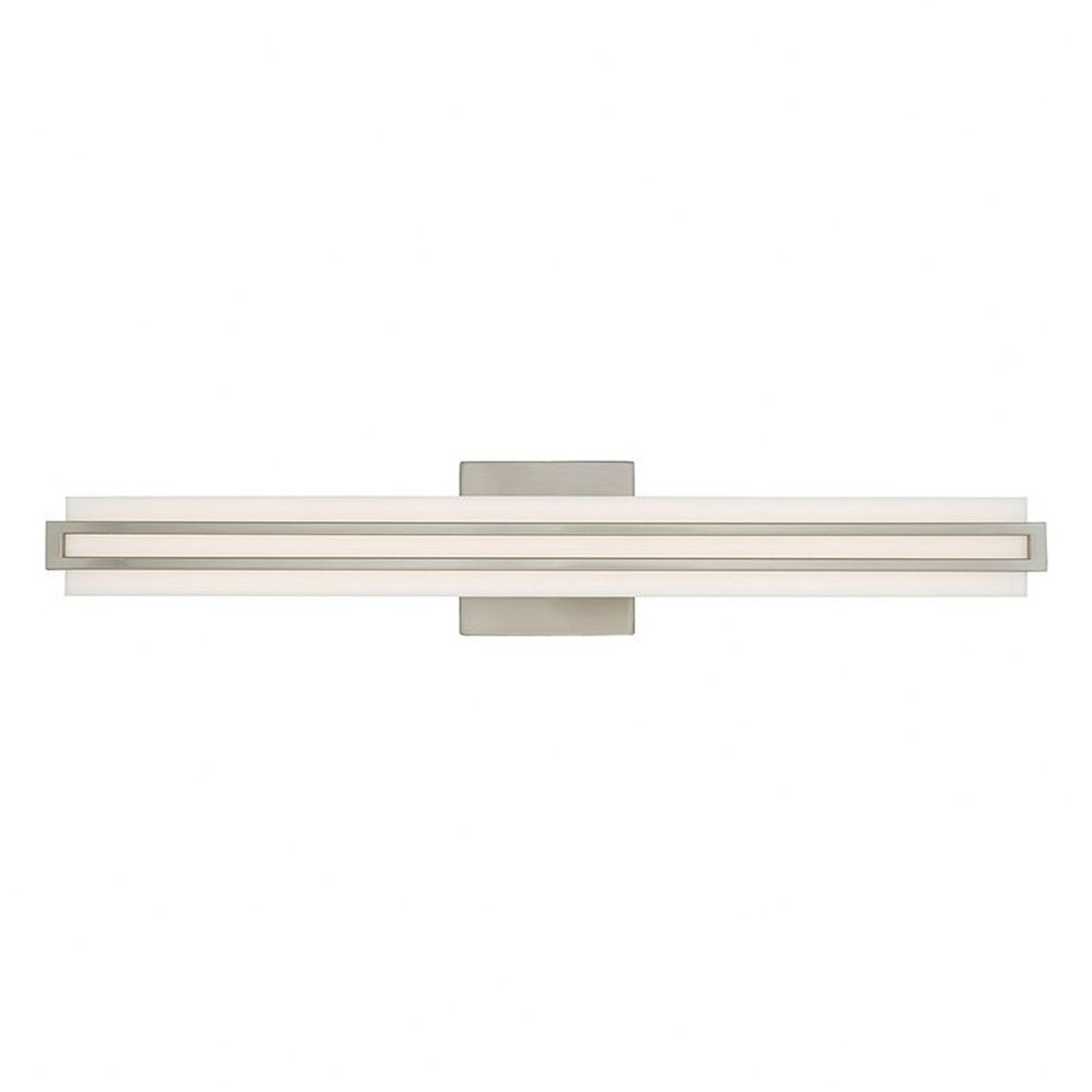 Livex Lighting-10193-91-Fulton - 32W LED ADA Bath Vanity in Fulton Style - 4.38 Inches wide by 23.5 Inches high Brushed Nickel Polished Chrome Finish with Satin White Acrylic Shade