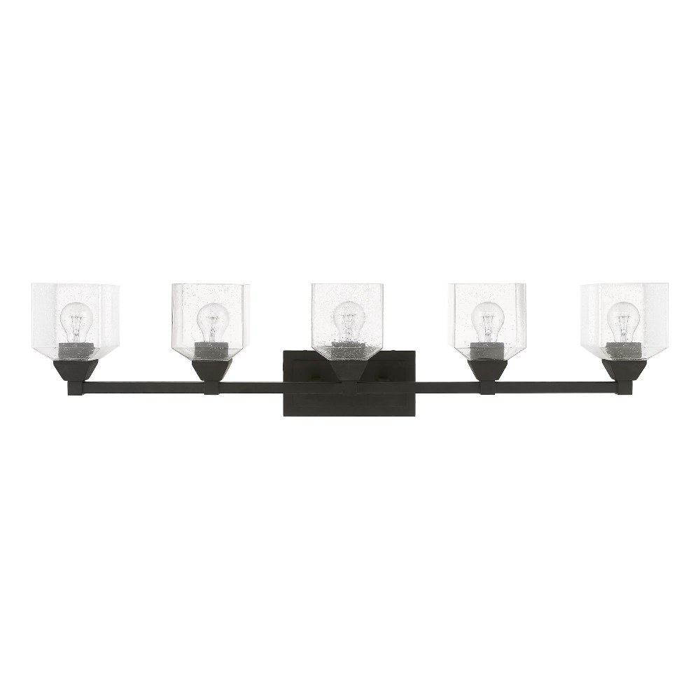 Livex Lighting-10385-04-Aragon - 5 Light Bath Vanity In Architectural Style-9.5 Inches Tall and 42 Inches Wide Black Aragon - 5 Light Bath Vanity In Architectural Style-9.5 Inches Tall and 42 Inches Wide