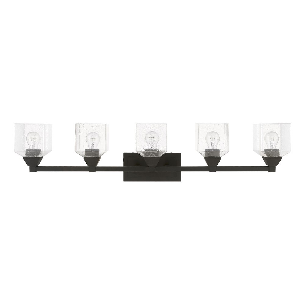 Livex Lighting-10385-04-Aragon - 5 Light Bath Vanity In Architectural Style-9.5 Inches Tall and 42 Inches Wide Black  Aragon - 5 Light Bath Vanity In Architectural Style-9.5 Inches Tall and 42 Inches 