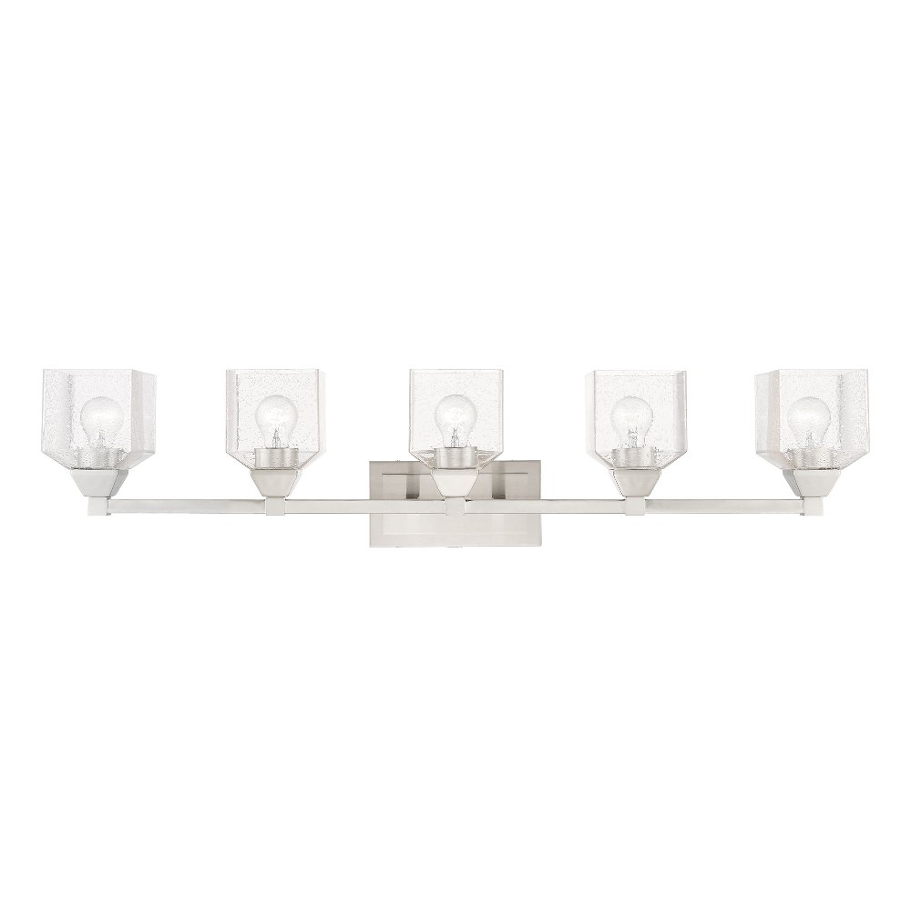 Livex Lighting-10385-91-Aragon - 5 Light Bath Vanity In Architectural Style-9.5 Inches Tall and 42 Inches Wide Brushed Nickel  Aragon - 5 Light Bath Vanity In Architectural Style-9.5 Inches Tall and 4