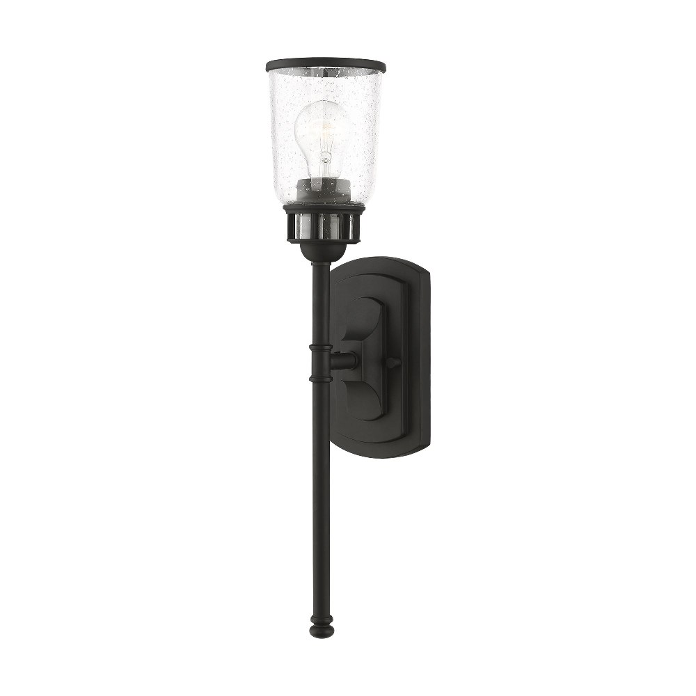 Livex Lighting-10511-04-Lawrenceville - 1 Light Large Wall Sconce In Industrial Style-21 Inches Tall and 4.5 Inches Wide Black Antique Brass Finish with Clear Seeded Glass