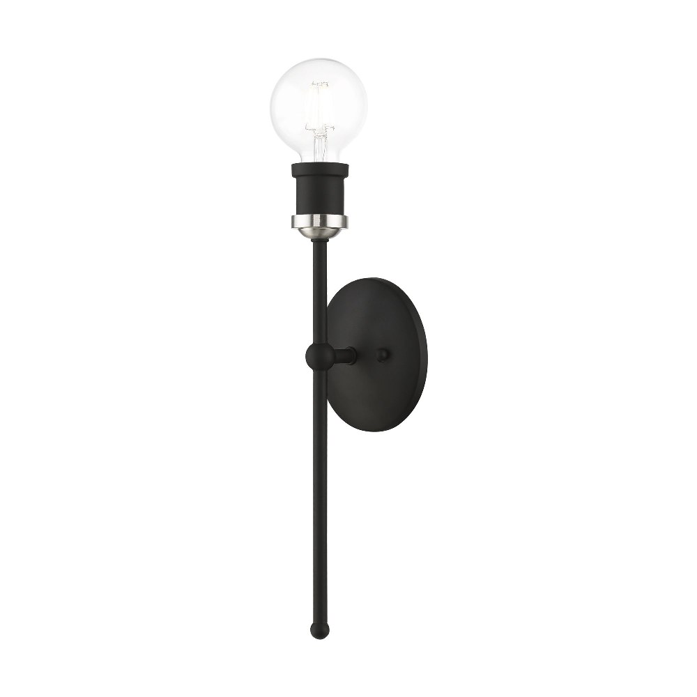Livex Lighting-14421-04-Lansdale - 1 Light ADA Wall Sconce In Transitional Style-15 Inches Tall and 5 Inches Wide Black/Brushed Nickel Lansdale - 1 Light ADA Wall Sconce In Transitional Style-15 Inches Tall and 5 Inches Wide