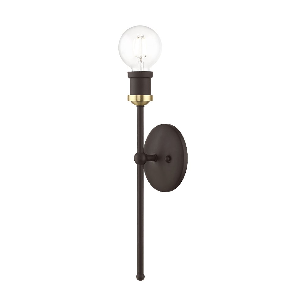 Livex Lighting-14421-07-Lansdale - 1 Light ADA Wall Sconce In Transitional Style-15 Inches Tall and 5 Inches Wide Bronze/Antique Brass Lansdale - 1 Light ADA Wall Sconce In Transitional Style-15 Inches Tall and 5 Inches Wide