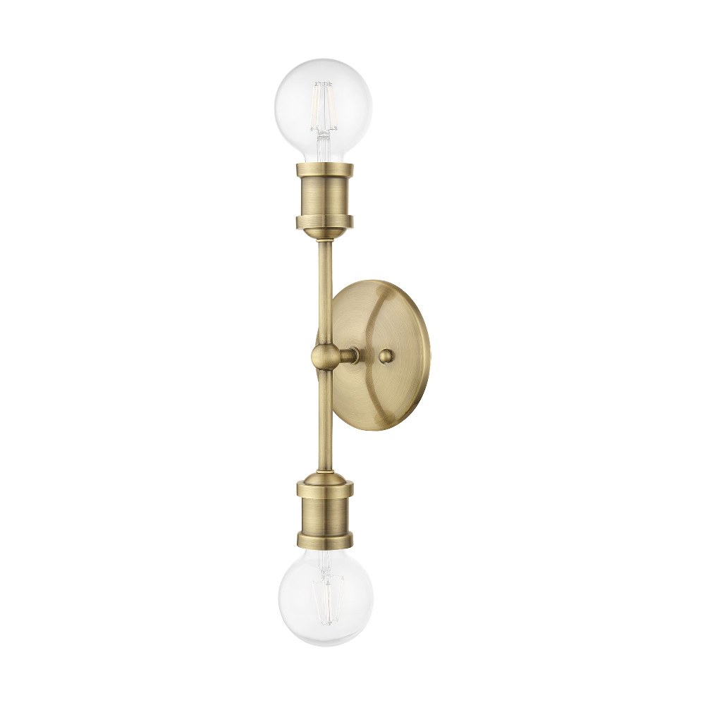 Livex Lighting-14422-01-Lansdale - 2 Light ADA Bath Vanity In Transitional Style-12 Inches Tall and 5 Inches Wide Antique Brass Lansdale - 2 Light ADA Bath Vanity In Transitional Style-12 Inches Tall and 5 Inches Wide