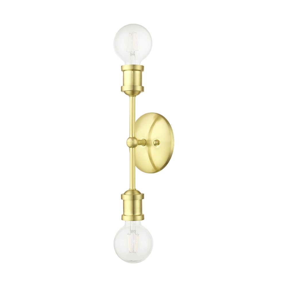 Livex Lighting-14422-12-Lansdale - 2 Light ADA Bath Vanity In Transitional Style-12 Inches Tall and 5 Inches Wide Satin Brass Lansdale - 2 Light ADA Bath Vanity In Transitional Style-12 Inches Tall and 5 Inches Wide