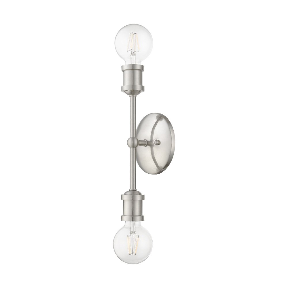 Livex Lighting-14422-91-Lansdale - 2 Light ADA Bath Vanity In Transitional Style-12 Inches Tall and 5 Inches Wide Brushed Nickel Lansdale - 2 Light ADA Bath Vanity In Transitional Style-12 Inches Tall and 5 Inches Wide