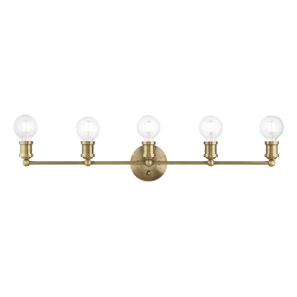 Livex Lighting-14425-01-Lansdale - 5 Light ADA Large Bath Vanity In Transitional Style-5.13 Inches Tall and 33.88 Inches Wide Antique Brass Lansdale - 5 Light ADA Large Bath Vanity In Transitional Style-5.13 Inches Tall and 33.88 Inches Wide