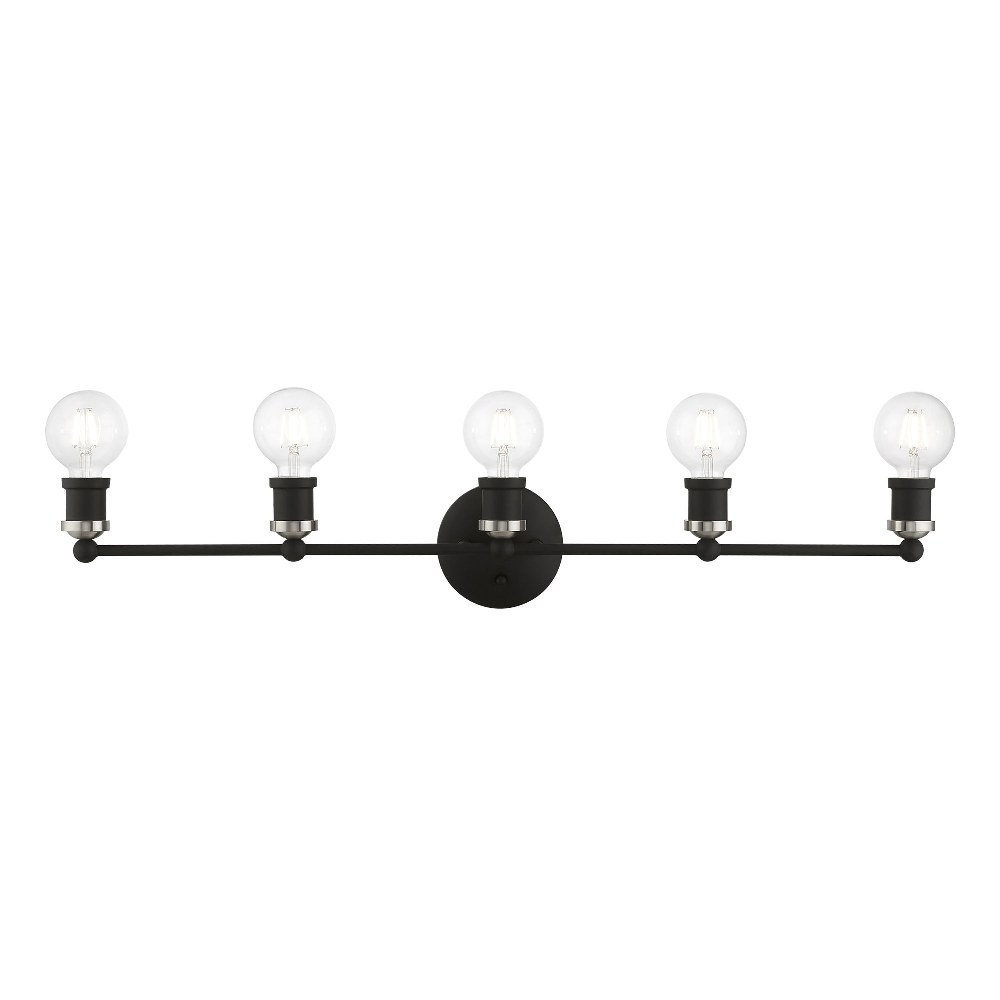Livex Lighting-14425-04-Lansdale - 5 Light ADA Large Bath Vanity In Transitional Style-5.13 Inches Tall and 33.88 Inches Wide Black/Brushed Nickel Lansdale - 5 Light ADA Large Bath Vanity In Transitional Style-5.13 Inches Tall and 33.88 Inches Wide