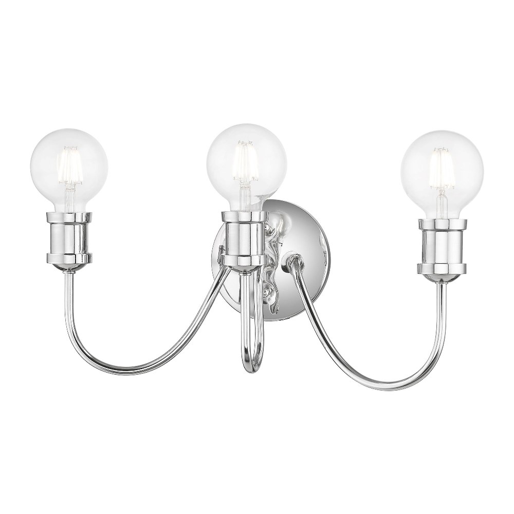 Livex Lighting-16573-05-Lansdale - 3 Light Bath Vanity In Transitional Style-7 Inches Tall and 19 Inches Wide Polished Chrome Lansdale - 3 Light Bath Vanity In Transitional Style-7 Inches Tall and 19 Inches Wide