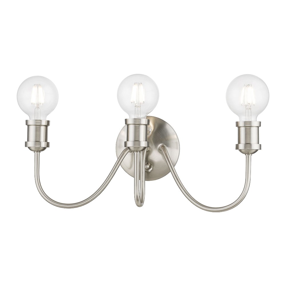 Livex Lighting-16573-91-Lansdale - 3 Light Bath Vanity In Transitional Style-7 Inches Tall and 19 Inches Wide Brushed Nickel Lansdale - 3 Light Bath Vanity In Transitional Style-7 Inches Tall and 19 Inches Wide