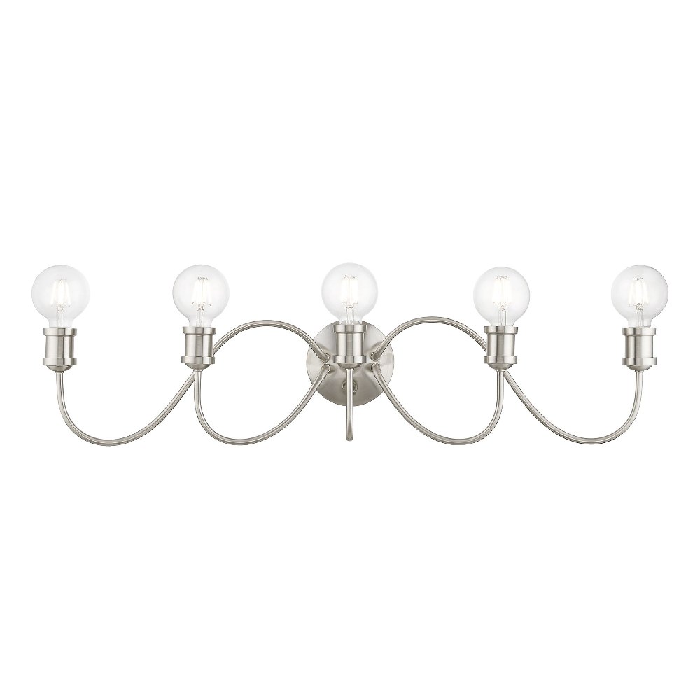 Livex Lighting-16575-91-Lansdale - 5 Light Large Bath Vanity In Transitional Style-7 Inches Tall and 33.5 Inches Wide Brushed Nickel Lansdale - 5 Light Large Bath Vanity In Transitional Style-7 Inches Tall and 33.5 Inches Wide