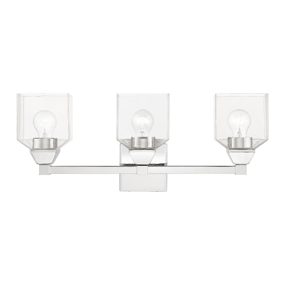 Livex Lighting-16773-05-Aragon - 3 Light Bath Vanity In Architectural Style-9.5 Inches Tall and 23 Inches Wide Polished Chrome Aragon - 3 Light Bath Vanity In Architectural Style-9.5 Inches Tall and 23 Inches Wide