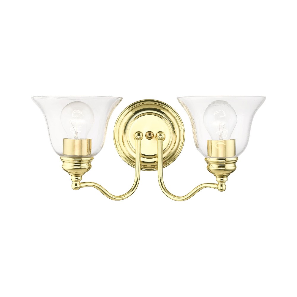 Livex Lighting-16932-02-Moreland - 2 Light Bath Vanity In Transitional Style-7.5 Inches Tall and 15.25 Inches Wide Polished Brass Moreland - 2 Light Bath Vanity In Transitional Style-7.5 Inches Tall and 15.25 Inches Wide