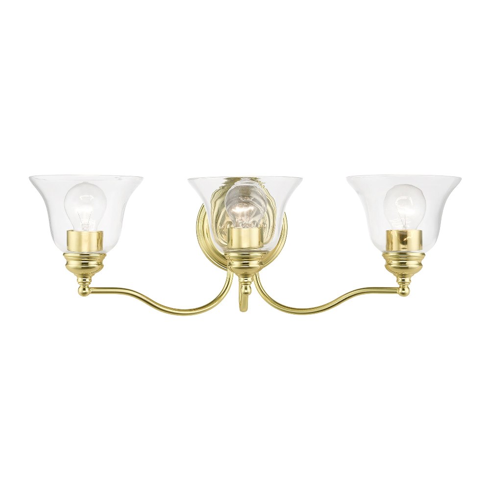 Livex Lighting-16933-02-Moreland - 3 Light Bath Vanity In Transitional Style-7.5 Inches Tall and 24 Inches Wide Polished Brass Moreland - 3 Light Bath Vanity In Transitional Style-7.5 Inches Tall and 24 Inches Wide