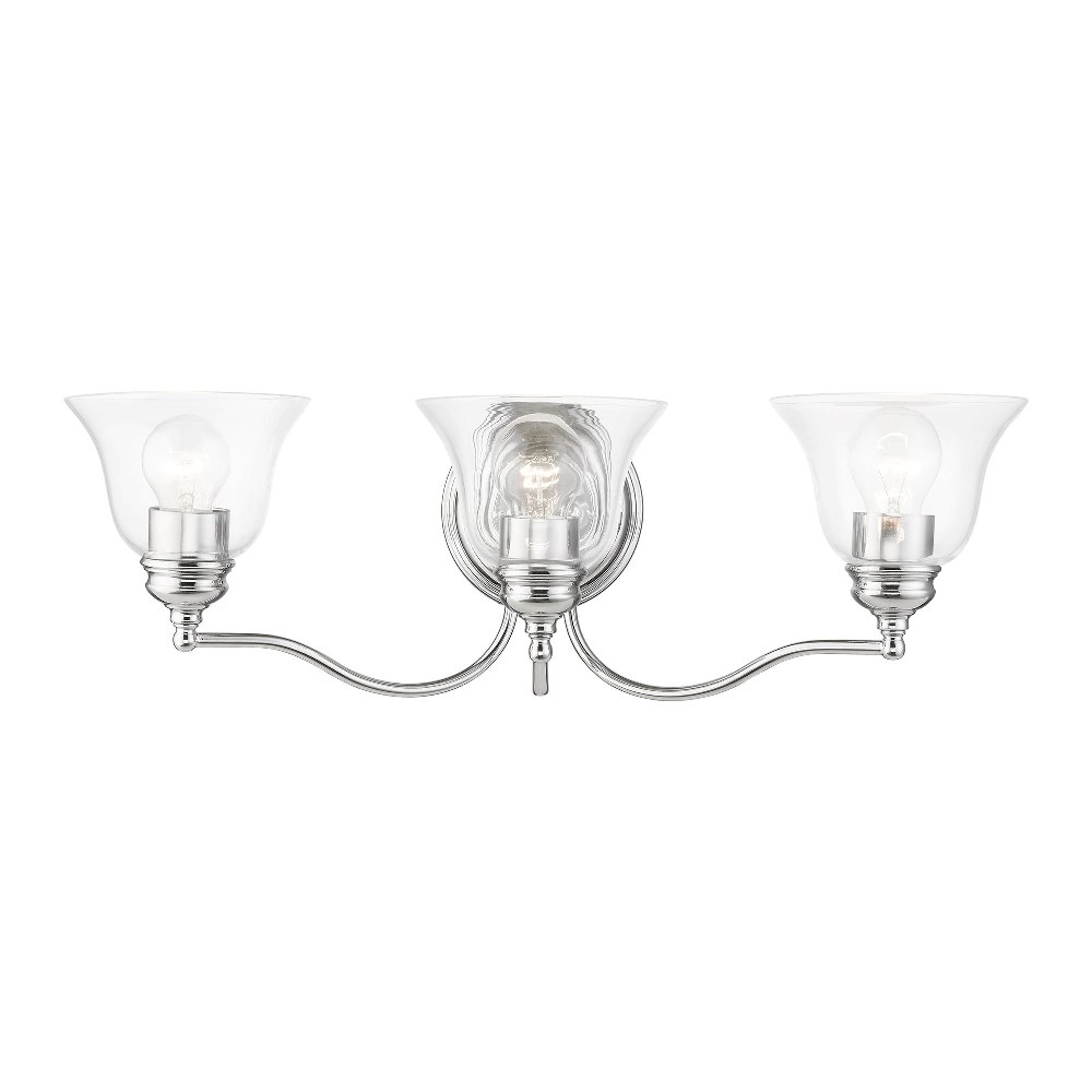 Livex Lighting-16933-05-Moreland - 3 Light Bath Vanity In Transitional Style-7.5 Inches Tall and 24 Inches Wide Polished Chrome Moreland - 3 Light Bath Vanity In Transitional Style-7.5 Inches Tall and 24 Inches Wide