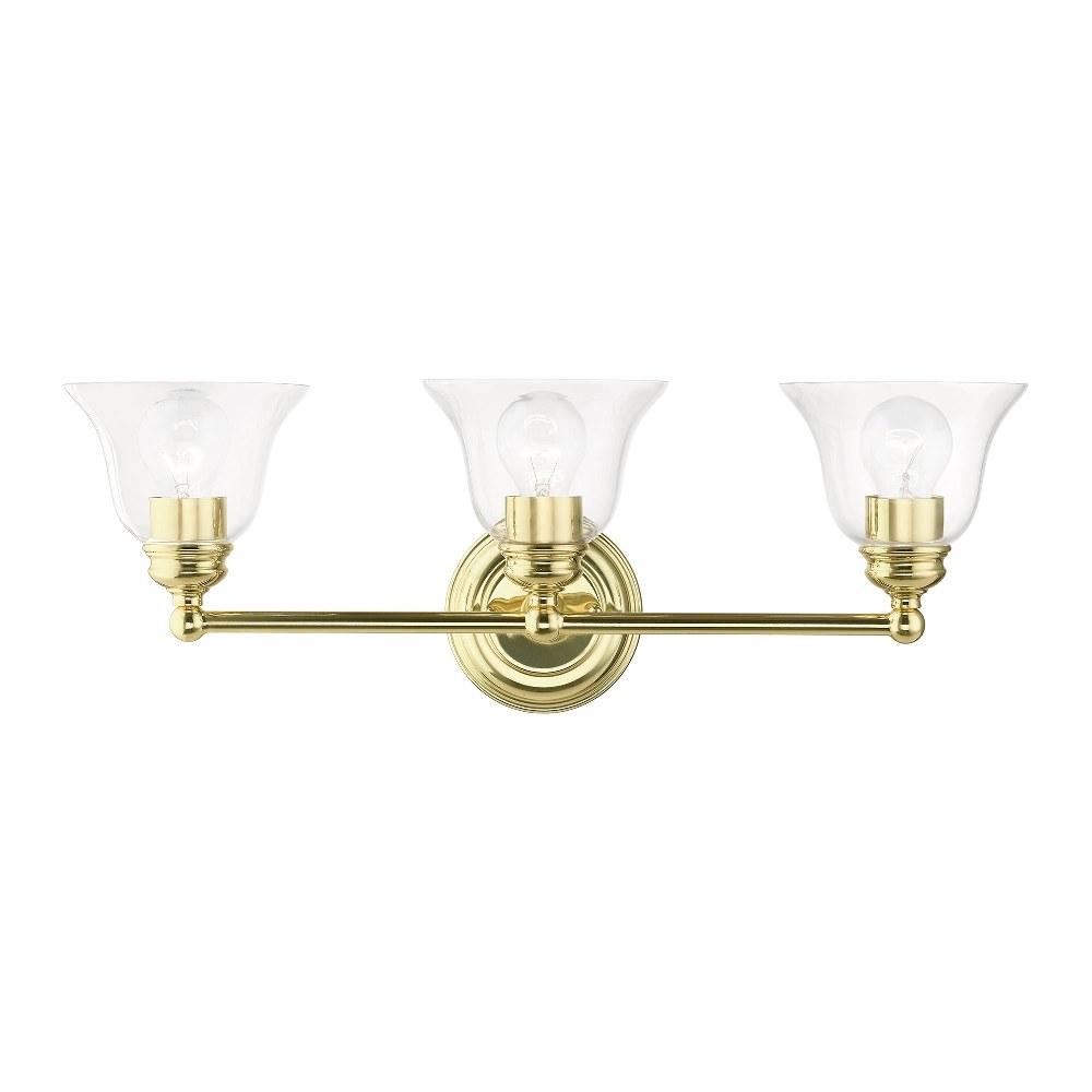 Livex Lighting-16943-02-Moreland - 3 Light Bath Vanity In Transitional Style-8.75 Inches Tall and 24 Inches Wide Polished Brass Moreland - 3 Light Bath Vanity In Transitional Style-8.75 Inches Tall and 24 Inches Wide
