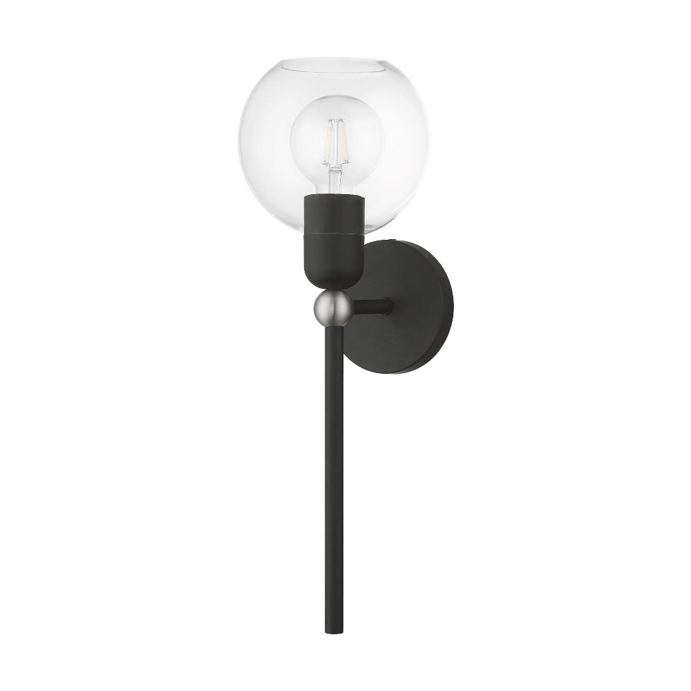 Livex Lighting-16971-04-Downtown - 1 Light Sphere Wall Sconce In Industrial Style-19 Inches Tall and 6.5 Inches Wide Black/Brushed Nickel Downtown - 1 Light Sphere Wall Sconce In Industrial Style-19 Inches Tall and 6.5 Inches Wide