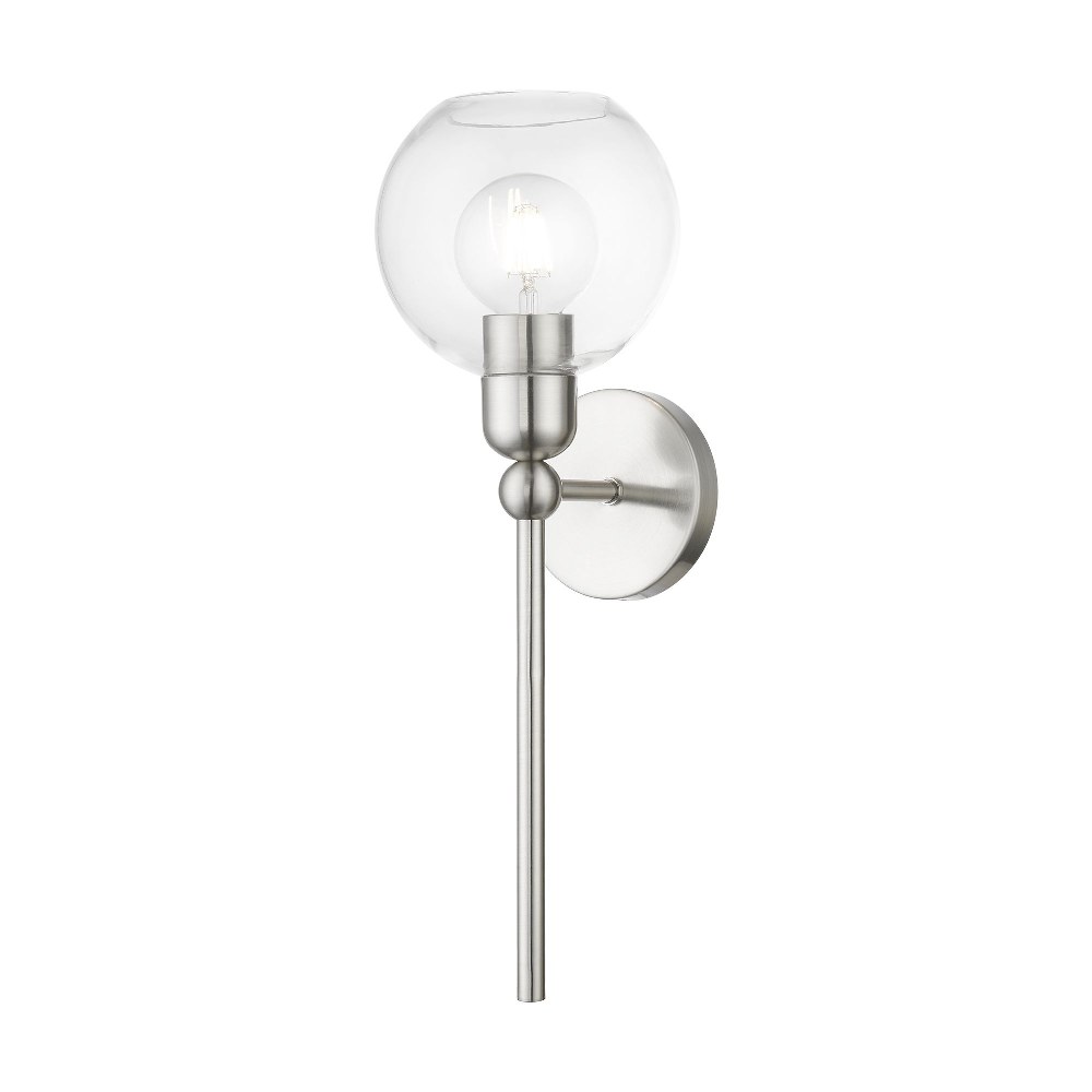 Livex Lighting-16971-91-Downtown - 1 Light Sphere Wall Sconce In Industrial Style-19 Inches Tall and 6.5 Inches Wide Brushed Nickel Downtown - 1 Light Sphere Wall Sconce In Industrial Style-19 Inches Tall and 6.5 Inches Wide