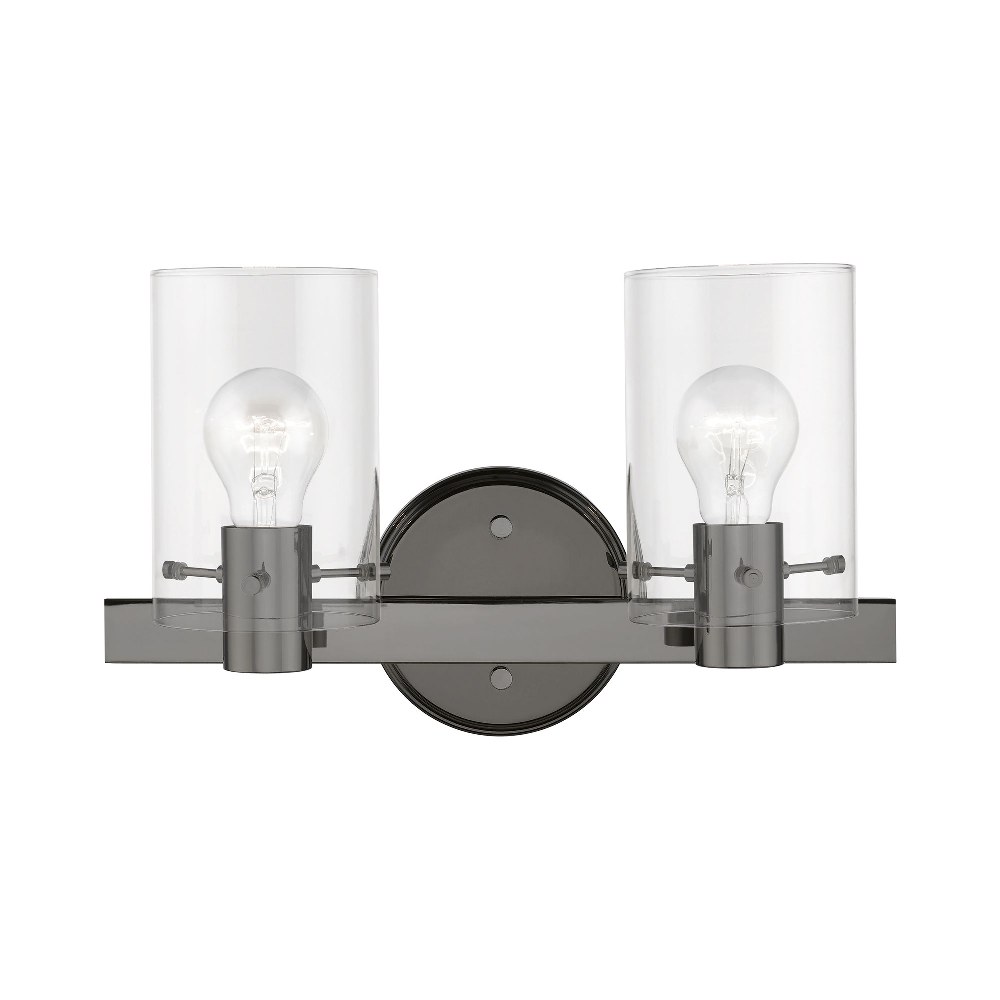 Livex Lighting-17232-46-Munich - 2 Light Bath Vanity In Contemporary Style-8.5 Inches Tall and 14.5 Inches Wide Black Chrome Munich - 2 Light Bath Vanity In Contemporary Style-8.5 Inches Tall and 14.5 Inches Wide