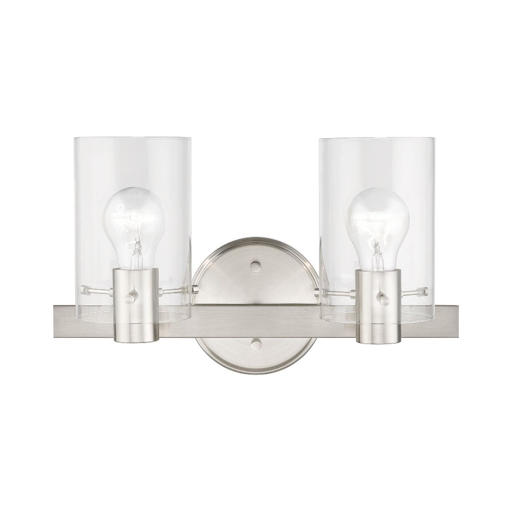 Livex Lighting-17232-91-Munich - 2 Light Bath Vanity In Contemporary Style-8.5 Inches Tall and 14.5 Inches Wide Brushed Nickel Munich - 2 Light Bath Vanity In Contemporary Style-8.5 Inches Tall and 14.5 Inches Wide