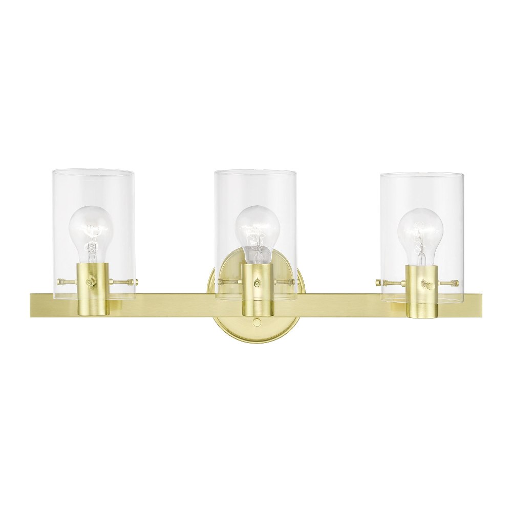 Livex Lighting-17233-12-Munich - 3 Light Bath Vanity In Contemporary Style-8.5 Inches Tall and 22.5 Inches Wide Satin Brass Munich - 3 Light Bath Vanity In Contemporary Style-8.5 Inches Tall and 22.5 Inches Wide