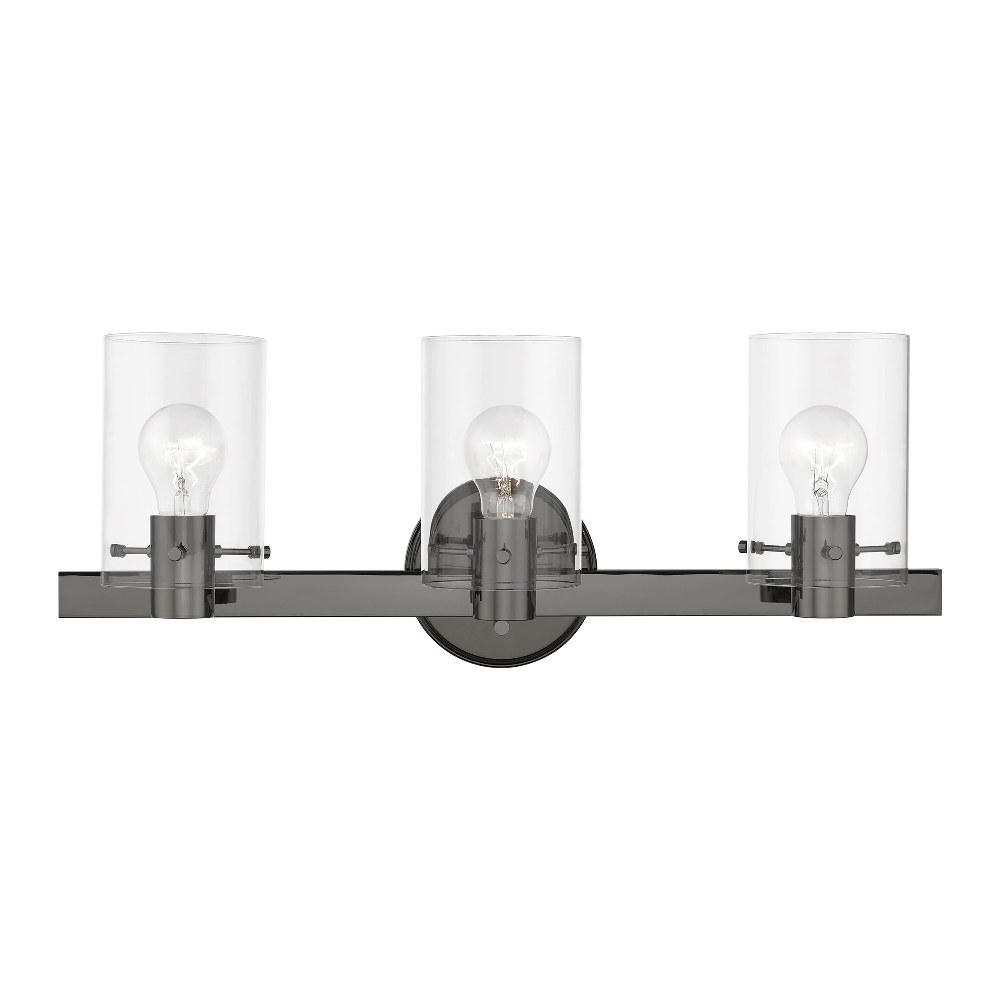 Livex Lighting-17233-46-Munich - 3 Light Bath Vanity In Contemporary Style-8.5 Inches Tall and 22.5 Inches Wide Black Chrome Munich - 3 Light Bath Vanity In Contemporary Style-8.5 Inches Tall and 22.5 Inches Wide