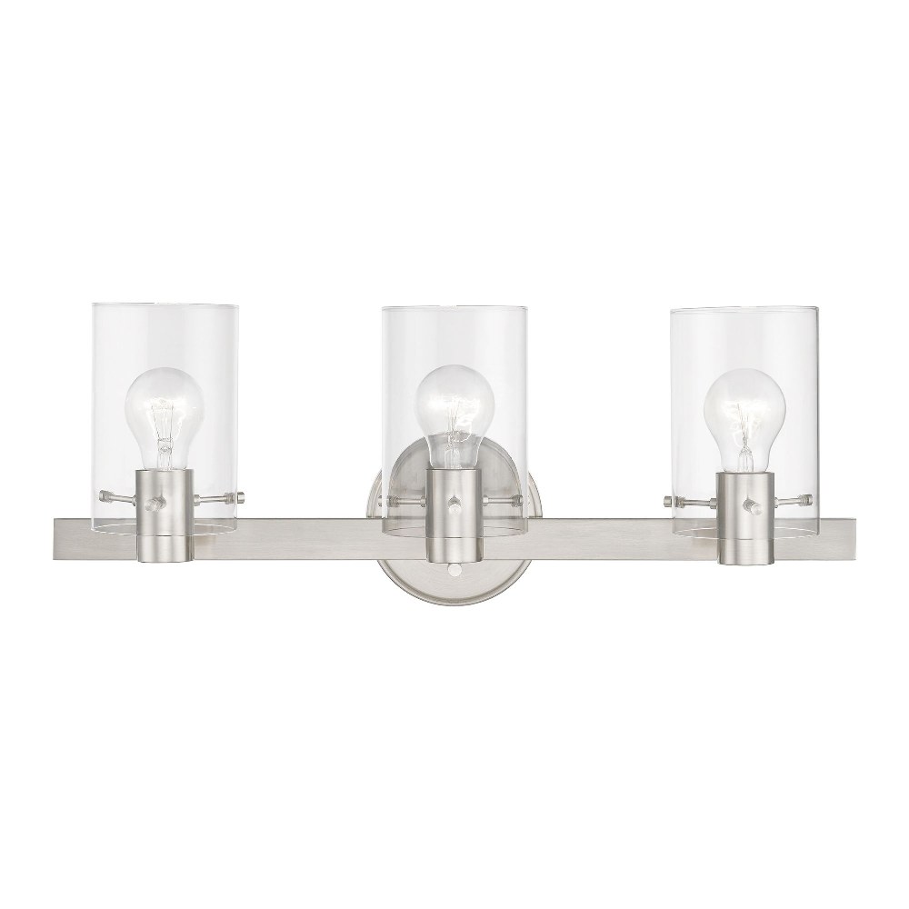 Livex Lighting-17233-91-Munich - 3 Light Bath Vanity In Contemporary Style-8.5 Inches Tall and 22.5 Inches Wide Brushed Nickel Munich - 3 Light Bath Vanity In Contemporary Style-8.5 Inches Tall and 22.5 Inches Wide