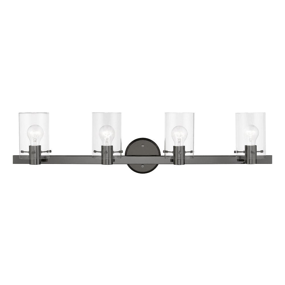 Livex Lighting-17234-46-Munich - 4 Light Bath Vanity In Contemporary Style-8.5 Inches Tall and 35.5 Inches Wide Black Chrome Munich - 4 Light Bath Vanity In Contemporary Style-8.5 Inches Tall and 35.5 Inches Wide