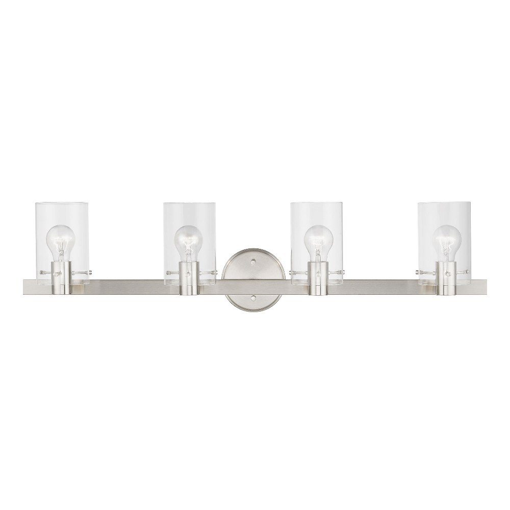 Livex Lighting-17234-91-Munich - 4 Light Bath Vanity In Contemporary Style-8.5 Inches Tall and 35.5 Inches Wide Brushed Nickel Munich - 4 Light Bath Vanity In Contemporary Style-8.5 Inches Tall and 35.5 Inches Wide