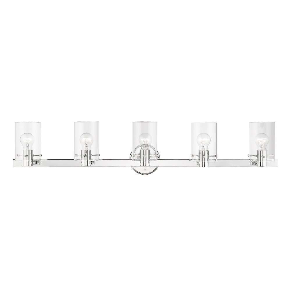 Livex Lighting-17235-05-Munich - 5 Light Bath Vanity In Contemporary Style-8.5 Inches Tall and 42 Inches Wide Polished Chrome Munich - 5 Light Bath Vanity In Contemporary Style-8.5 Inches Tall and 42 Inches Wide