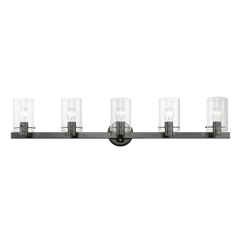Livex Lighting-17235-46-Munich - 5 Light Bath Vanity In Contemporary Style-8.5 Inches Tall and 42 Inches Wide Black Chrome Munich - 5 Light Bath Vanity In Contemporary Style-8.5 Inches Tall and 42 Inches Wide