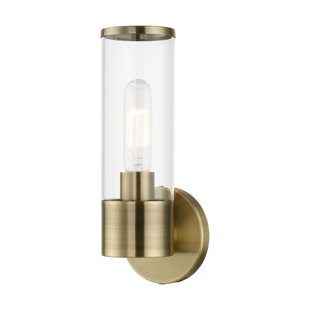 Livex Lighting-17281-01-Banca - 1 Light ADA Wall Sconce In Nautical Style-11.25 Inches Tall and 4.25 Inches Wide Antique Brass Polished Chrome Finish with Clear Glass