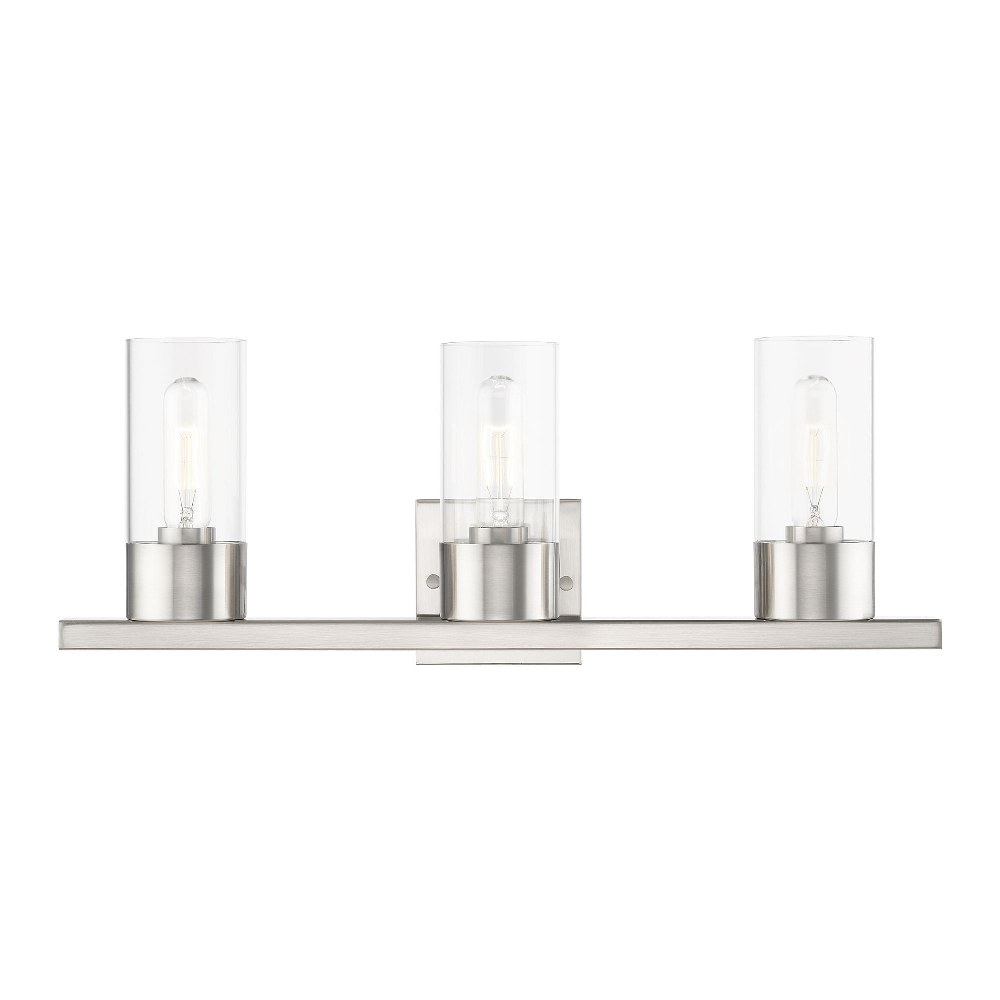 Livex Lighting-17313-91-Carson - 3 Light Bath Vanity In Contemporary Style-8.75 Inches Tall and 23 Inches Wide Brushed Nickel Carson - 3 Light Bath Vanity In Contemporary Style-8.75 Inches Tall and 23 Inches Wide