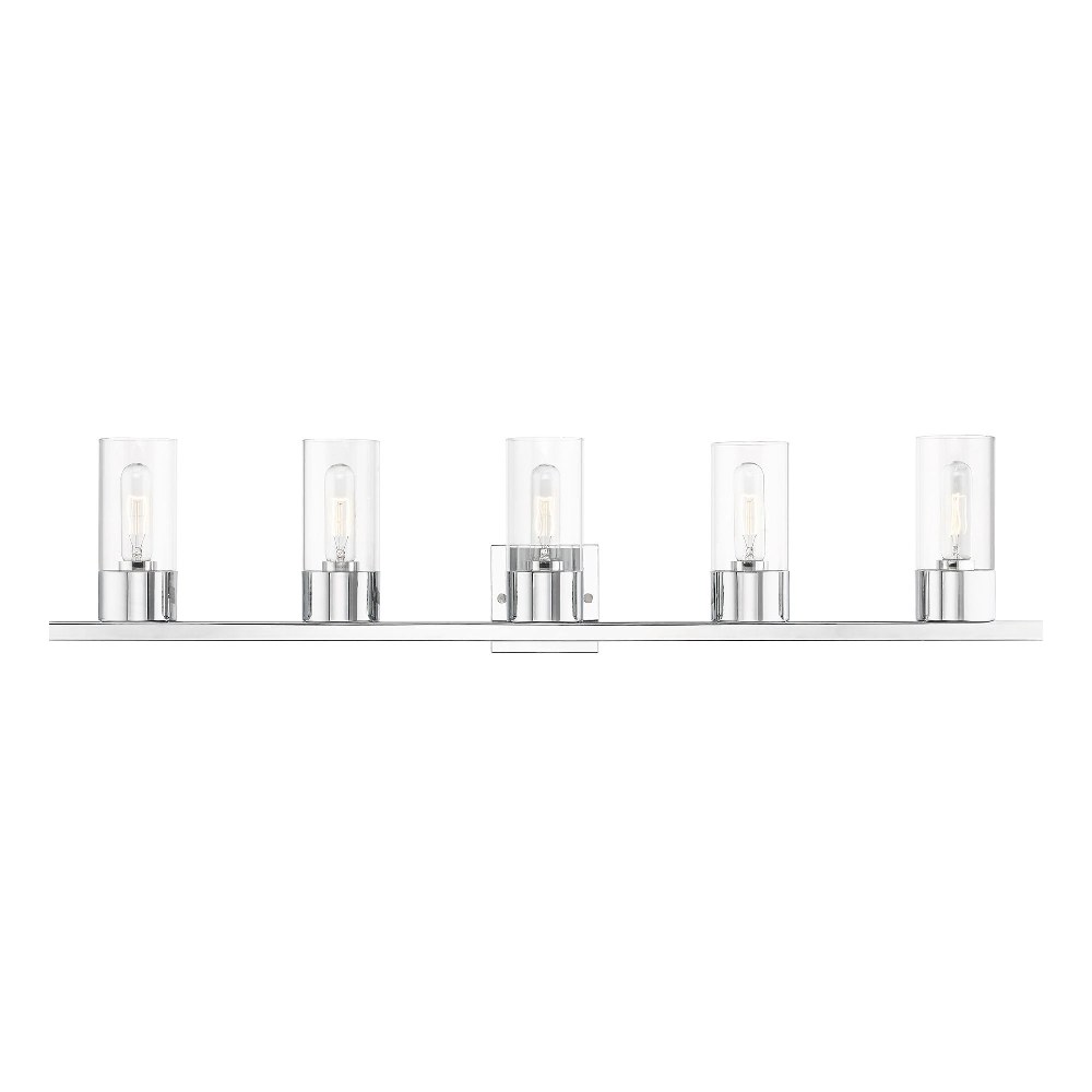 Livex Lighting-17315-05-Carson - 5 Light Bath Vanity In Contemporary Style-8.75 Inches Tall and 40 Inches Wide Polished Chrome Carson - 5 Light Bath Vanity In Contemporary Style-8.75 Inches Tall and 40 Inches Wide