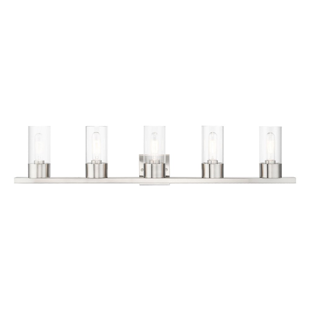 Livex Lighting-17315-91-Carson - 5 Light Bath Vanity In Contemporary Style-8.75 Inches Tall and 40 Inches Wide Brushed Nickel Carson - 5 Light Bath Vanity In Contemporary Style-8.75 Inches Tall and 40 Inches Wide