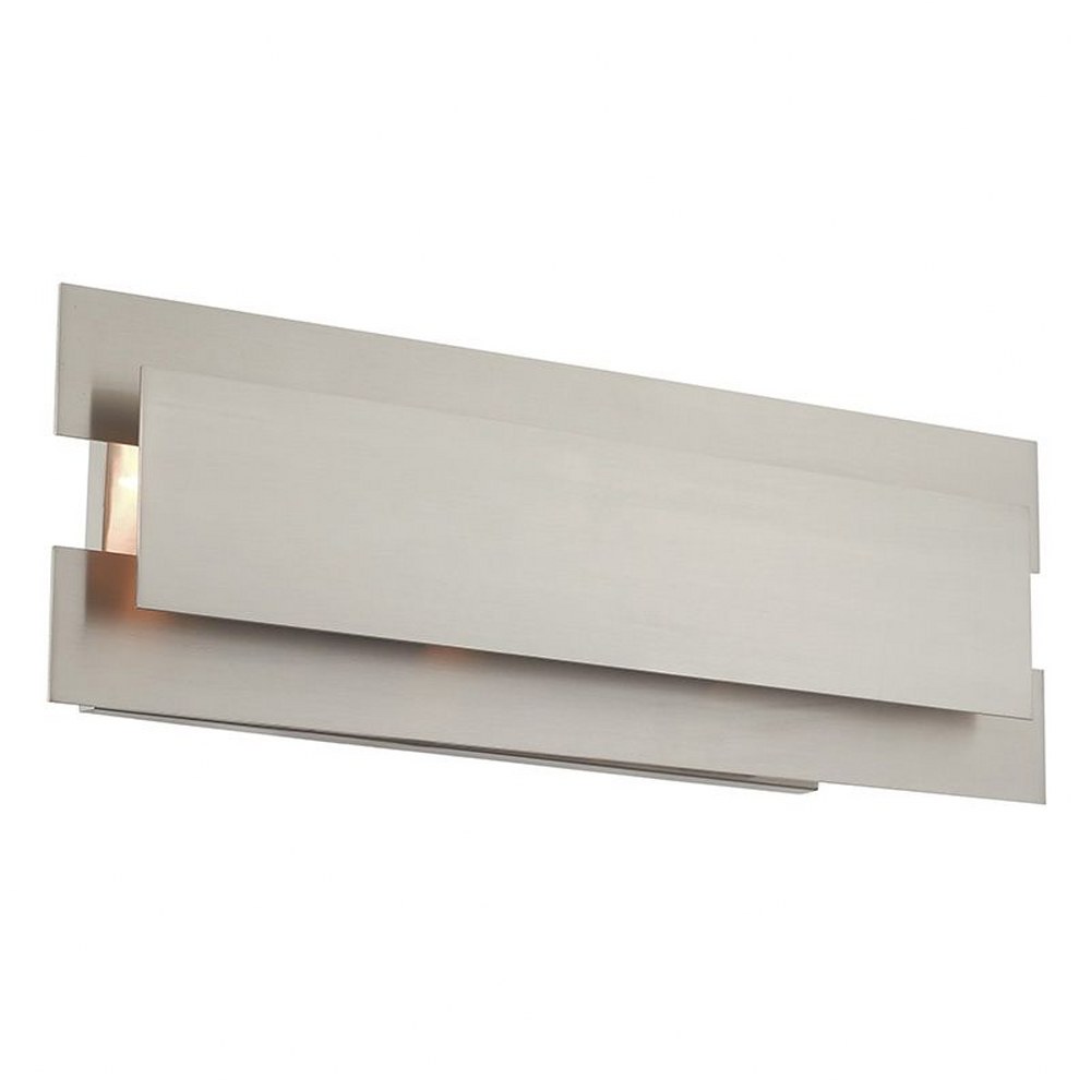 Livex Lighting-40693-91-Varick - 3 Light Bath Vanity in Varick Style - 8 Inches wide by 23.75 Inches high Brushed Nickel Finish with Brushed Nickel Metal Shade