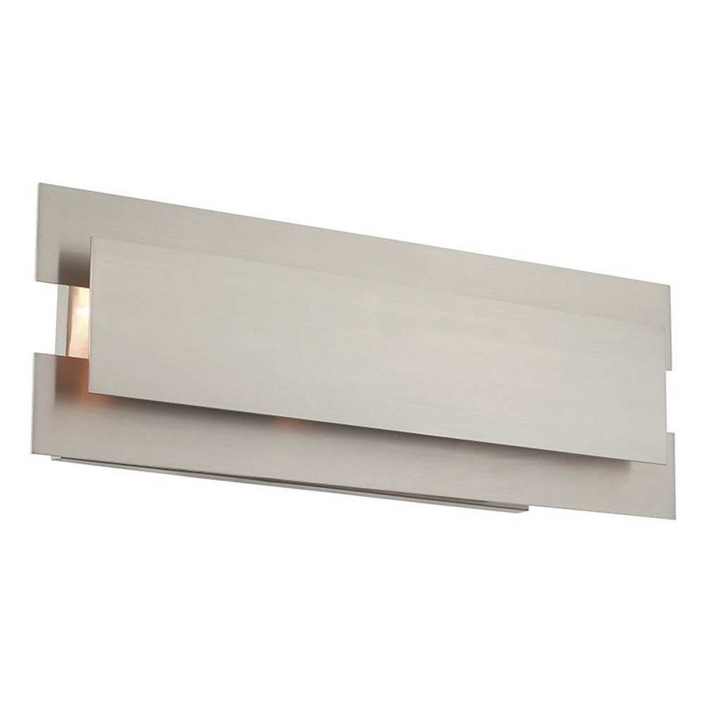 Livex Lighting-40693-91-Varick - 3 Light Bath Vanity in Varick Style - 8 Inches wide by 23.75 Inches high   Brushed Nickel Finish with Brushed Nickel Metal Shade