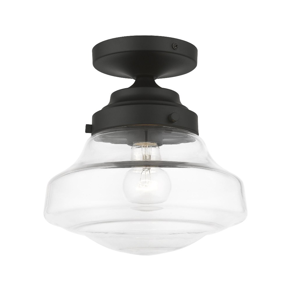 Livex Lighting-41291-04-Avondale - 1 Light Semi-Flush Mount In Nautical Style-9.25 Inches Tall and 9 Inches Wide Black  Avondale - 1 Light Semi-Flush Mount In Nautical Style-9.25 Inches Tall and 9 Inches Wide