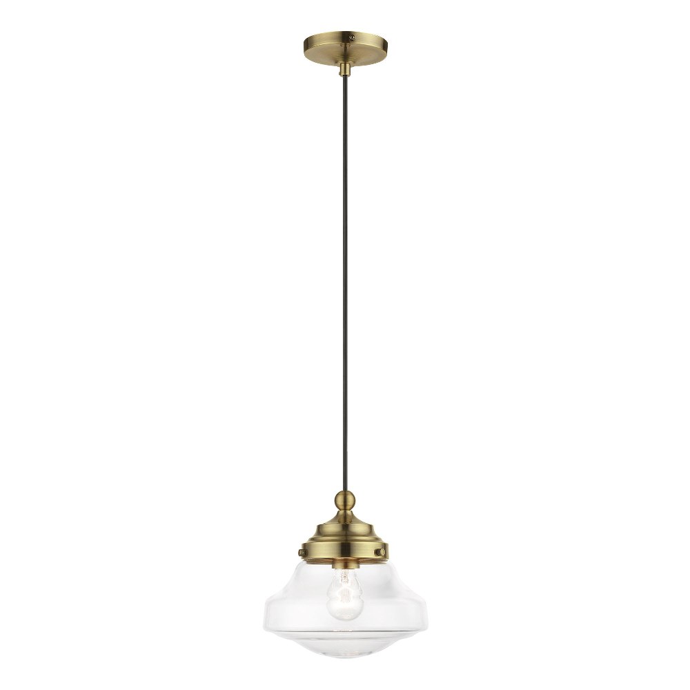 Livex Lighting-41293-01-Avondale - 1 Light Mini Pendant In Nautical Style-15 Inches Tall and 9 Inches Wide Antique Brass  Avondale - 1 Light Mini Pendant In Nautical Style-15 Inches Tall and 9 Inches Wide